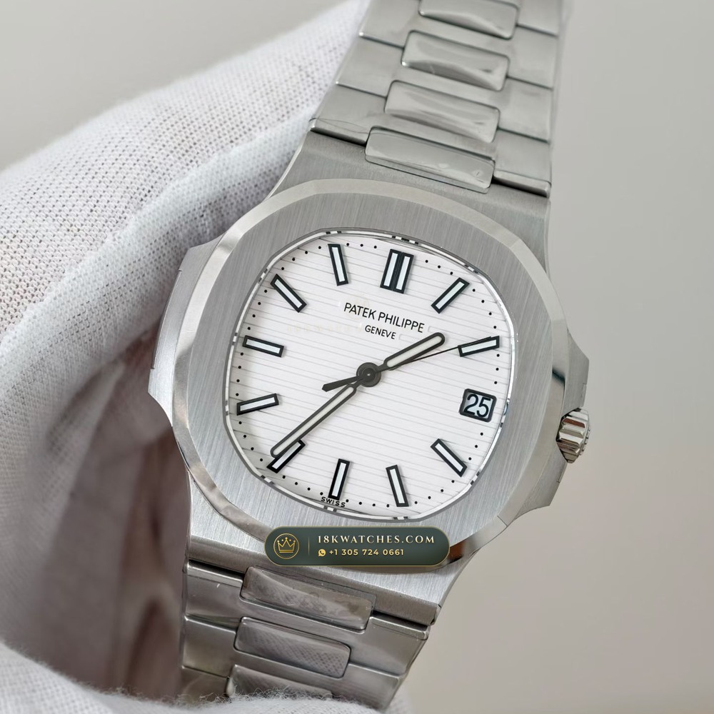 Patek Philippe Nautilus Self-Winding Hand-Chamfered Bevel Spec Ref. 5711A — Studio Gallery Plate III in 904L Stainless Steel Custom Architecture (114.9g Verified Mass, Patek Philippe Cal. 26-330 S C / Cal. 324 S C - 21K Gold Rotor)