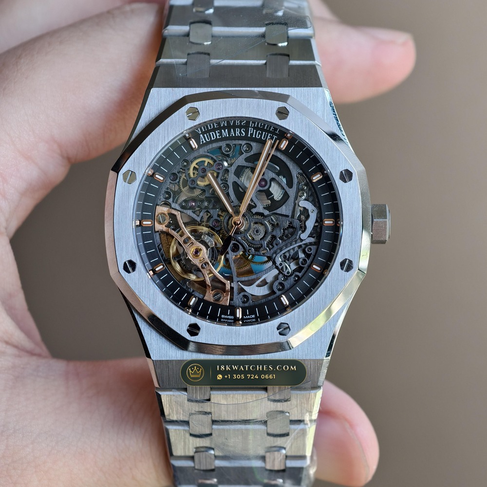 Audemars Piguet Royal Oak Double Balance Wheel Openworked 41mm 22K Gold Rotor 5-Axis CNC Case Ref. 15407ST.OO.1220ST.01