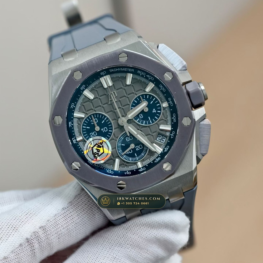 Audemars Piguet Royal Oak Offshore Selfwinding Chronograph 43mm Ref. 26420IO.OO.A009CA.01 — Studio Gallery Plate II in 904L Stainless Steel Custom Architecture (131.6g Verified Mass, Audemars Piguet Cal. 4401 Flyback Chronograph)