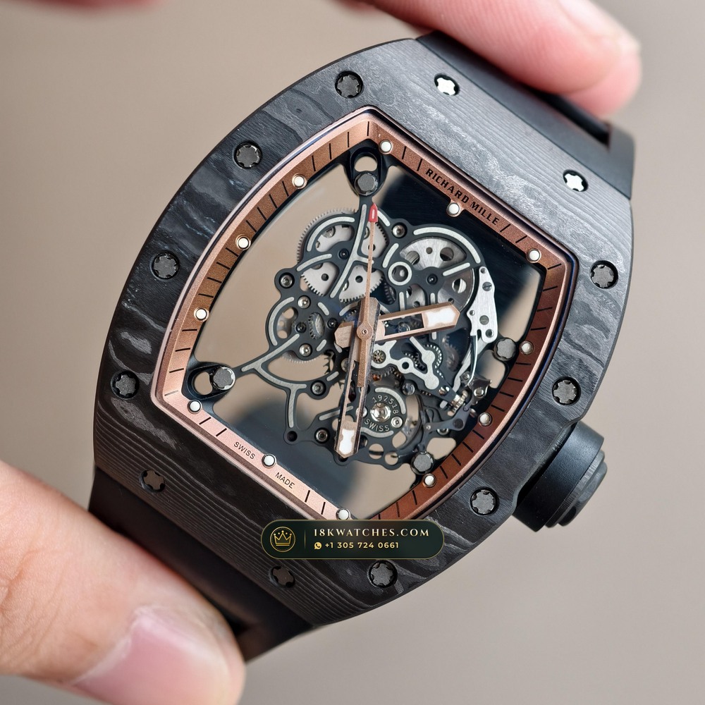 Richard Mille RM 055 Bubba Watson Manual Winding Asia Limited Edition — Studio Gallery Plate III in Carbon TPT & Grade 5 Titanium (66.8g Verified Mass, Richard Mille Cal. RMUL2 Grade 5 Titanium Skeleton)