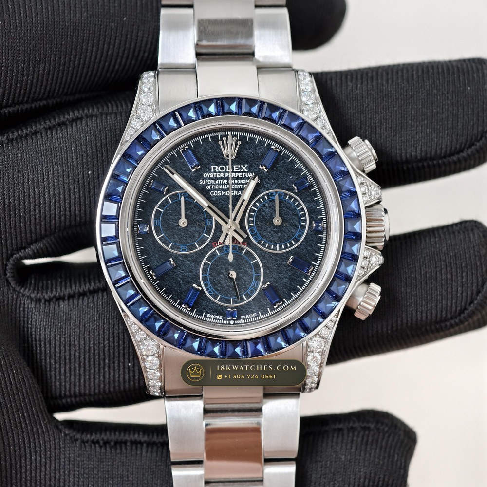 Rolex Cosmograph Daytona Black Obsidian Dial & Sapphire Bezel 18K White Gold 5-Axis CNC Case Ref. 126599TSA