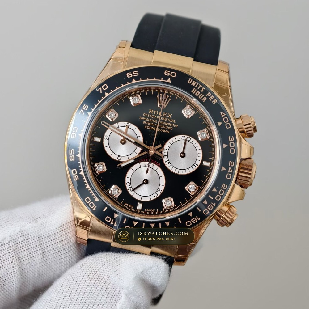 Rolex Cosmograph Daytona 18K Everose Gold Hand-Chamfered Bevel Spec Ref. 126515LN — Studio Gallery Plate III in 18K Rose Gold Au750 (160.3g Verified Mass, Rolex Manufacture Cal. 4131 - 72h Power Reserve)