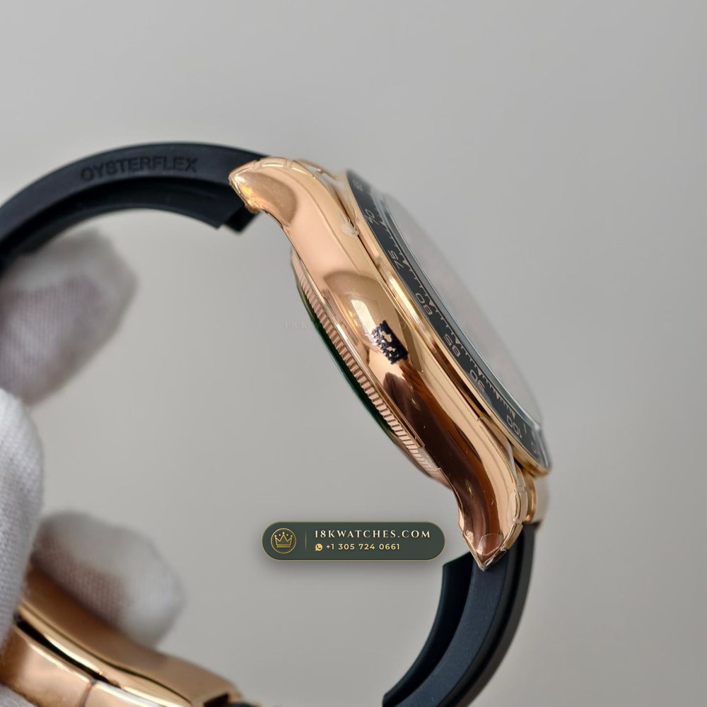 Rolex Cosmograph Daytona 18K Everose Gold Hand-Chamfered Bevel Spec Ref. 126515LN — Studio Gallery Plate V in 18K Rose Gold Au750 (160.3g Verified Mass, Rolex Manufacture Cal. 4131 - 72h Power Reserve)