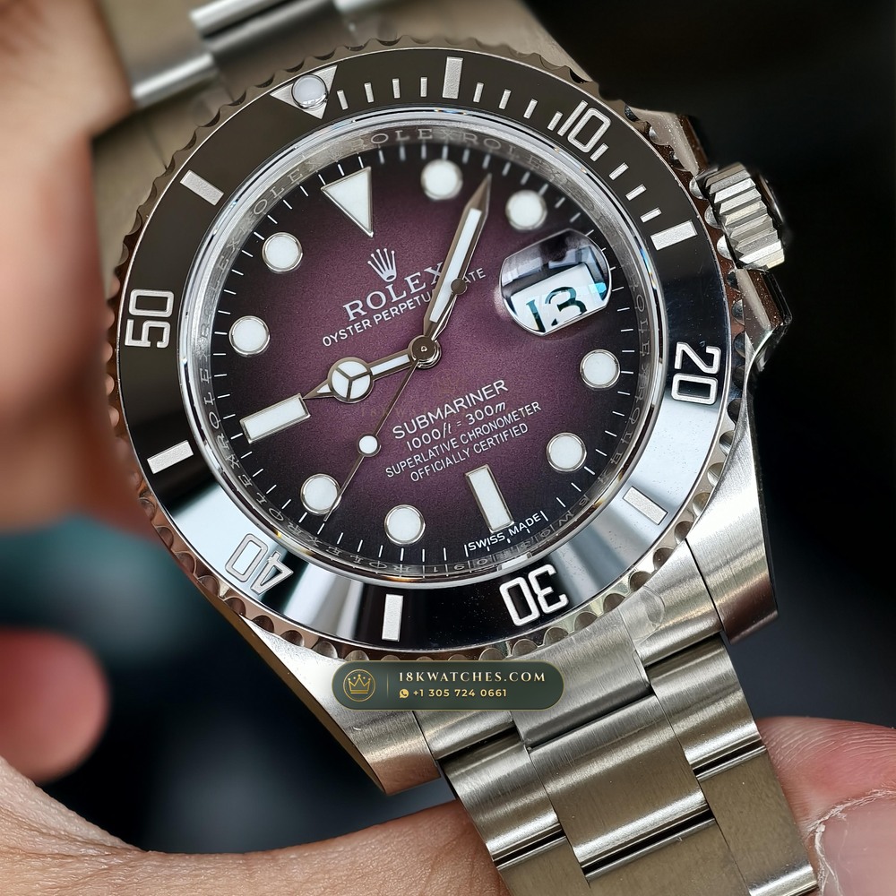 Rolex Submariner Date 41mm Custom Purple Ombre Dial Ref. 126610LN — Studio Gallery Plate IV in 904L Stainless Steel Custom Architecture (156.7g Verified Mass, Rolex Manufacture Cal. 3235 - 70h Power Reserve)