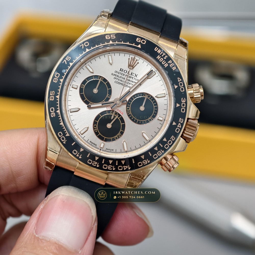 Rolex Cosmograph Daytona 18K Everose Gold Sapphire Caseback Spec Ref. 126515LN — Studio Gallery Plate III in 18K Rose Gold Au750 (160.6g Verified Mass, Rolex Manufacture Cal. 4131 - 72h Power Reserve)