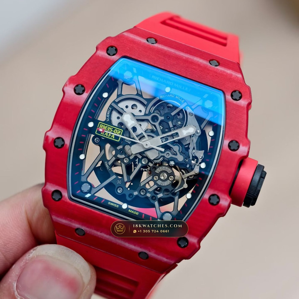 Richard Mille RM 35-02 Rafael Nadal Automatic Crimson Quartz TPT Geneva Atelier Spec — Studio Gallery Plate III in Carbon TPT & Grade 5 Titanium (50.3g Verified Mass, Richard Mille Cal. RMAL1 Variable-Geometry Rotor)