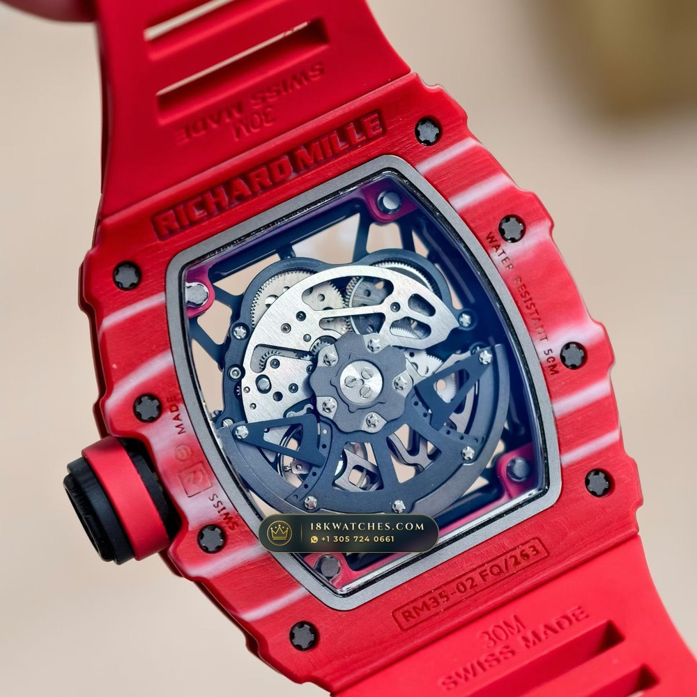 Richard Mille RM 35-02 Rafael Nadal Automatic Crimson Quartz TPT Geneva Atelier Spec — Studio Gallery Plate VII in Carbon TPT & Grade 5 Titanium (50.3g Verified Mass, Richard Mille Cal. RMAL1 Variable-Geometry Rotor)