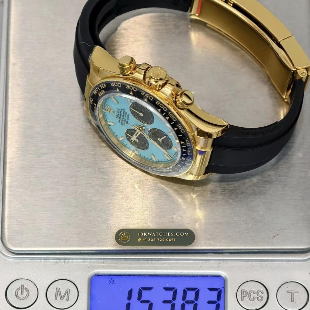 Rolex Cosmograph Daytona Tiffany Blue Dial 18K Yellow Gold Geneva Atelier Spec Ref. 126518LN — Studio Gallery Plate IX in 18K Yellow Gold Au750 (160.2g Verified Mass, Rolex Manufacture Cal. 4131 - 72h Power Reserve)