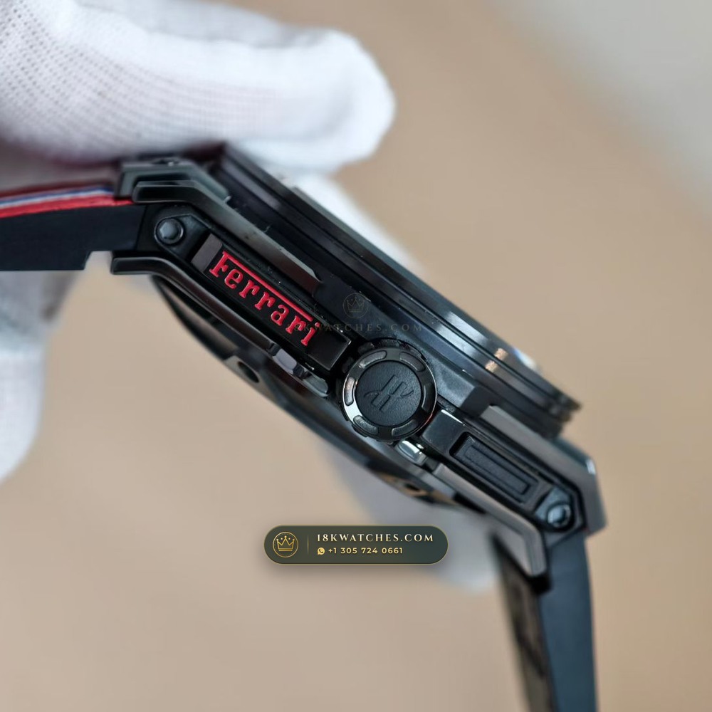 Hublot Big Bang Ferrari Unico Flyback Chronograph 45mm Ref. 402.CX.0113.WR — Studio Gallery Plate VI in High-Tech Ceramic & Titanium (120.7g Verified Mass, Hublot Unico Flyback Chronograph Cal. HUB1280)