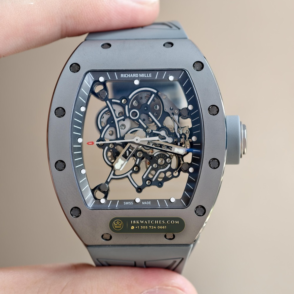 Richard Mille RM 055 Bubba Watson Manual Winding Sunburst Rhodium / Slate Grey Dial