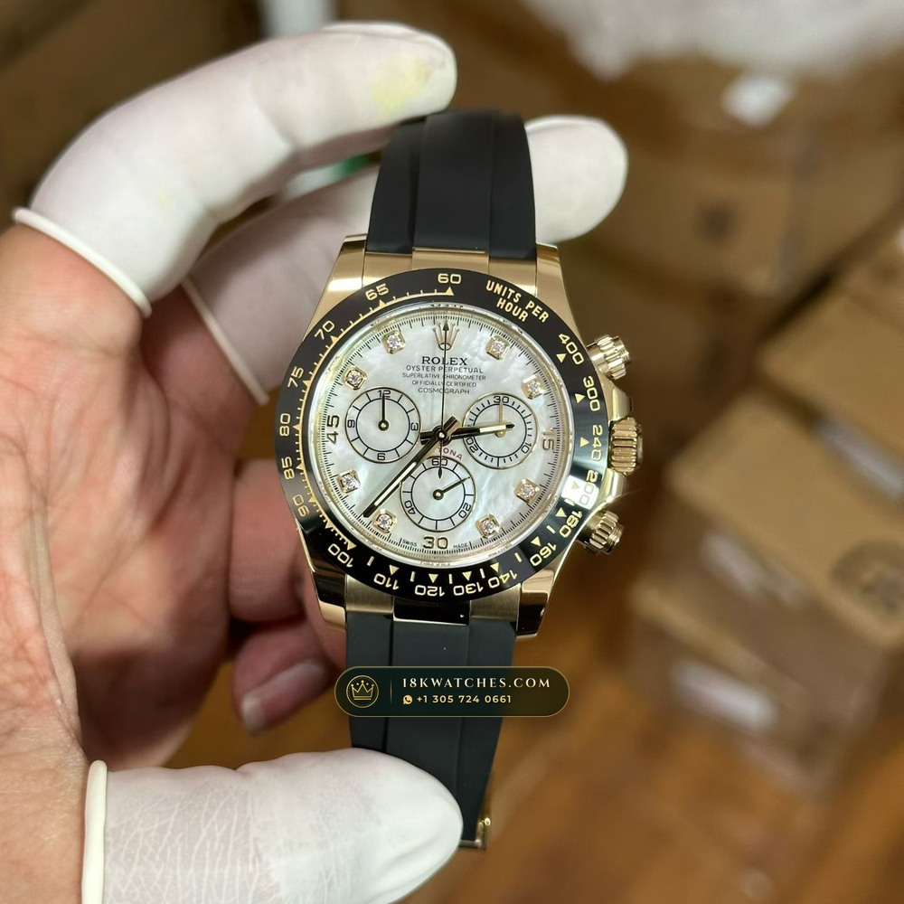 Rolex Cosmograph Daytona Iridescent Natural Mother-of-Pearl Dial 18K Yellow Gold Ref. 116518 — Studio Gallery Plate VII in 18K Yellow Gold Au750 (160.9g Verified Mass, Rolex Manufacture Cal. 4130 - 72h Power Reserve)