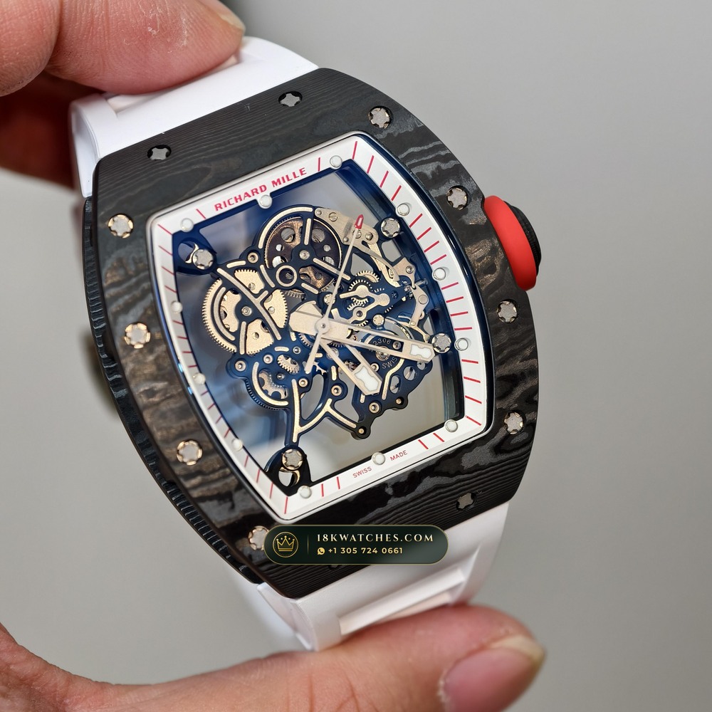 Richard Mille RM 055 Bubba Watson Manual Winding Japan Limited Edition Geneva Atelier Spec — Studio Gallery Plate II in Carbon TPT & Grade 5 Titanium (66.3g Verified Mass, Richard Mille Cal. RMUL2 Grade 5 Titanium Skeleton)