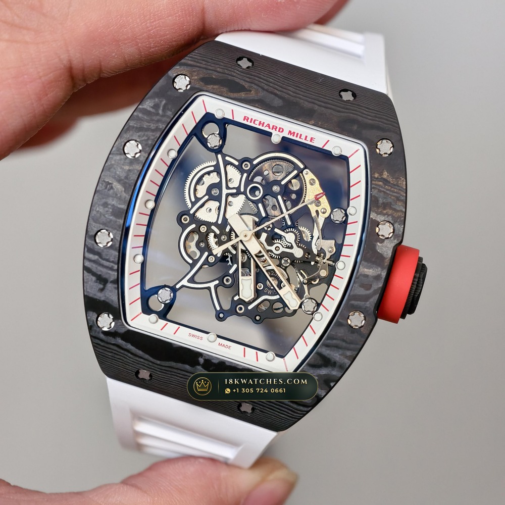 Richard Mille RM 055 Bubba Watson Manual Winding Japan Limited Edition Geneva Atelier Spec — Studio Gallery Plate III in Carbon TPT & Grade 5 Titanium (66.3g Verified Mass, Richard Mille Cal. RMUL2 Grade 5 Titanium Skeleton)