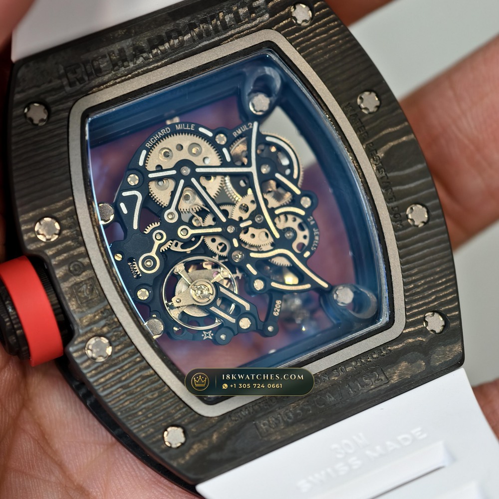Richard Mille RM 055 Bubba Watson Manual Winding Japan Limited Edition Geneva Atelier Spec — Studio Gallery Plate VII in Carbon TPT & Grade 5 Titanium (66.3g Verified Mass, Richard Mille Cal. RMUL2 Grade 5 Titanium Skeleton)