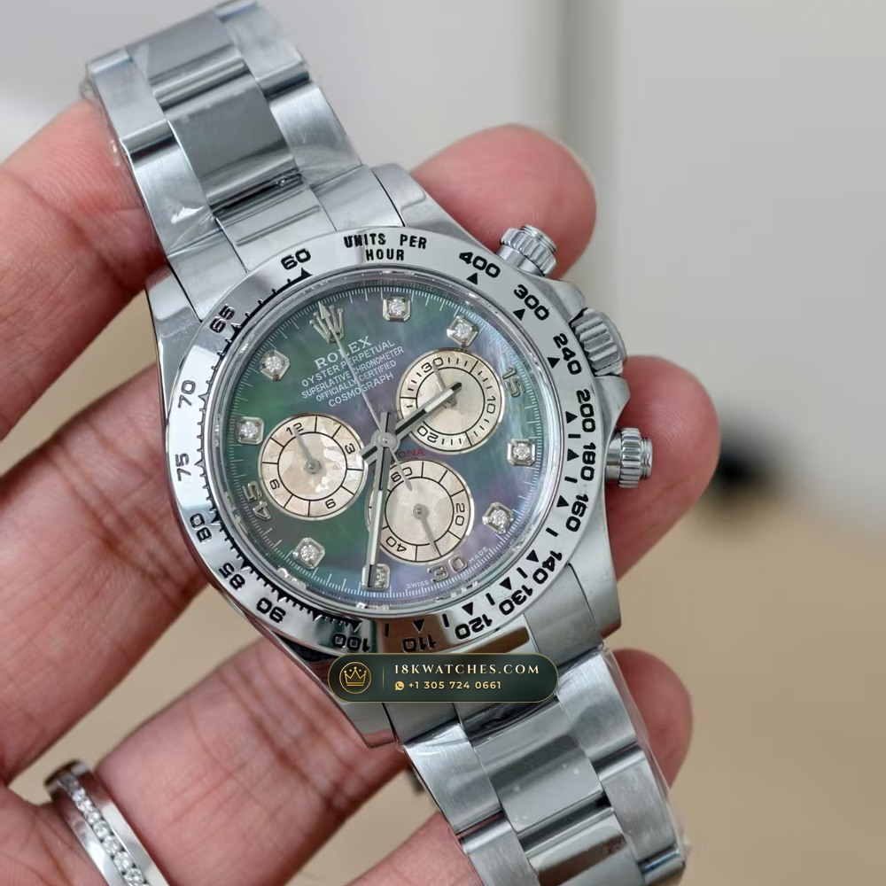 Rolex Cosmograph Daytona Iridescent Natural Mother-of-Pearl Dial 18K White Gold Ref. 126509 — Studio Gallery Plate II in 18K White Gold Au750 (216.3g Verified Mass, Rolex Manufacture Cal. 4131 - 72h Power Reserve)