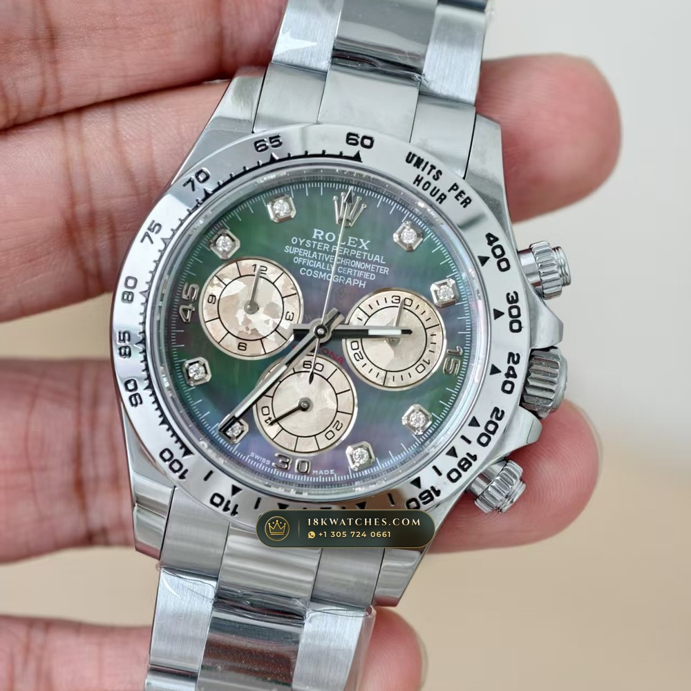 Rolex Cosmograph Daytona Iridescent Natural Mother-of-Pearl Dial 18K White Gold Ref. 126509 — Studio Gallery Plate III in 18K White Gold Au750 (216.3g Verified Mass, Rolex Manufacture Cal. 4131 - 72h Power Reserve)