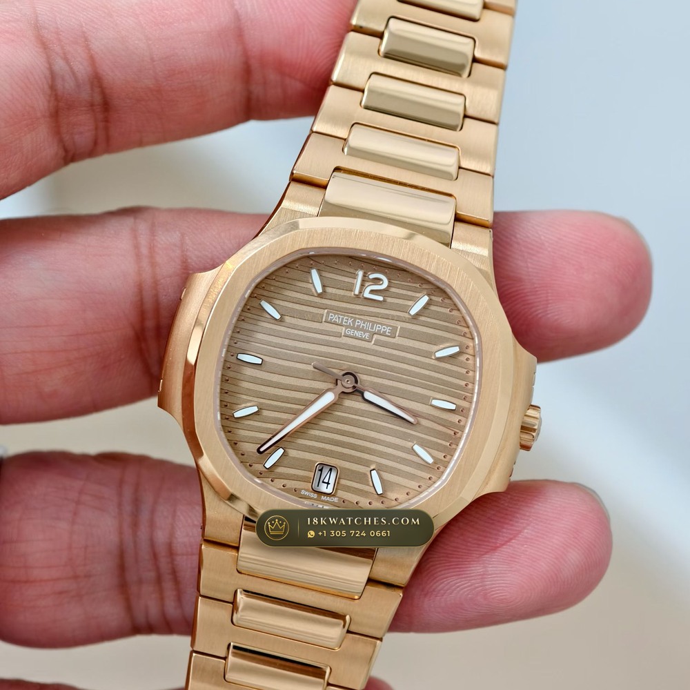 Patek Philippe Nautilus Ladies Automatic 18K Rose Gold Ref. 7118R — Studio Gallery Plate III in 18K Rose Gold Au750 (145.7g Verified Mass, Patek Philippe Cal. 324 S C - 21K Gold Rotor)