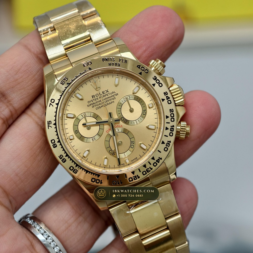 Rolex Cosmograph Daytona 18K Yellow Gold Deep Crystal Optics Ref. 116508 — Studio Gallery Plate II in 18K Yellow Gold Au750 (216.8g Verified Mass, Rolex Manufacture Cal. 4130 - 72h Power Reserve)
