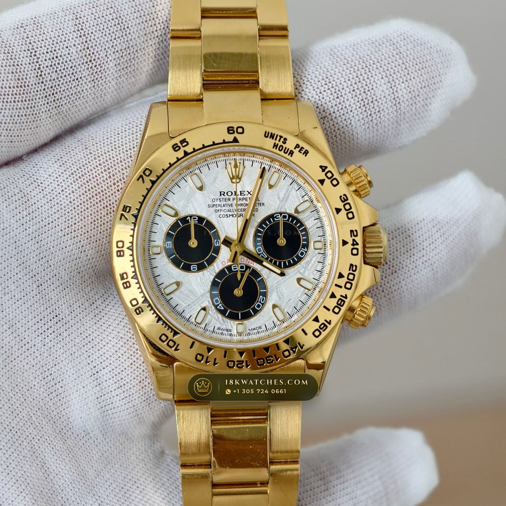 Rolex Cosmograph Daytona 18K Yellow Gold Hand-Finished Buff Dial Deep Crystal Optics Ref. 116508