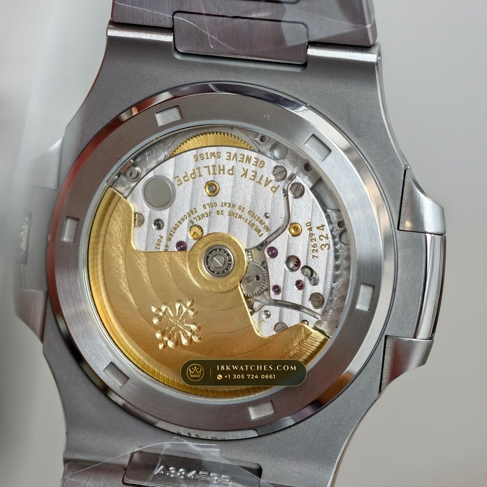 Patek Philippe Nautilus Self-Winding Sapphire Caseback Spec Ref. 5711A — Studio Gallery Plate VII in 904L Stainless Steel Custom Architecture (115.4g Verified Mass, Patek Philippe Cal. 26-330 S C / Cal. 324 S C - 21K Gold Rotor)