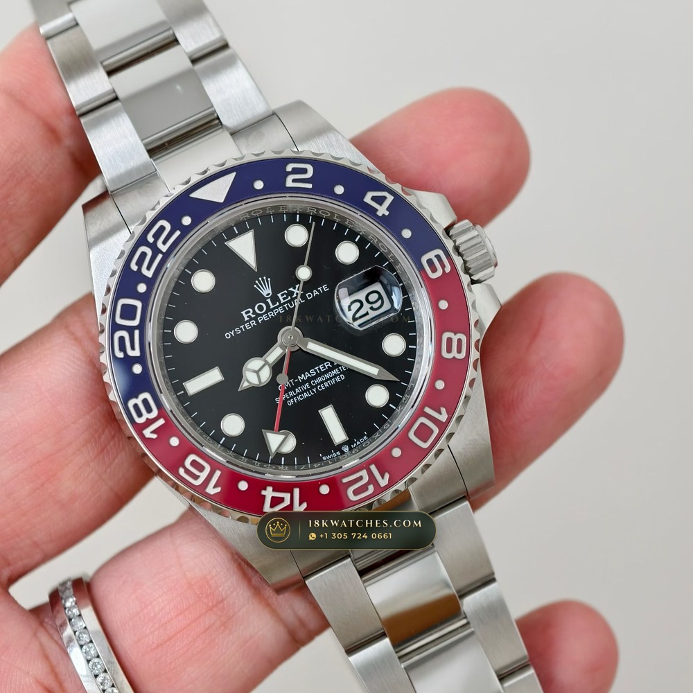 Rolex GMT-Master II Pepsi Red & Blue Cerachrom Geneva Atelier Spec Ref. 126710BLRO — Studio Gallery Plate II in 904L Stainless Steel Custom Architecture (143.8g Verified Mass, Rolex Manufacture Cal. 3285 - 70h Power Reserve)