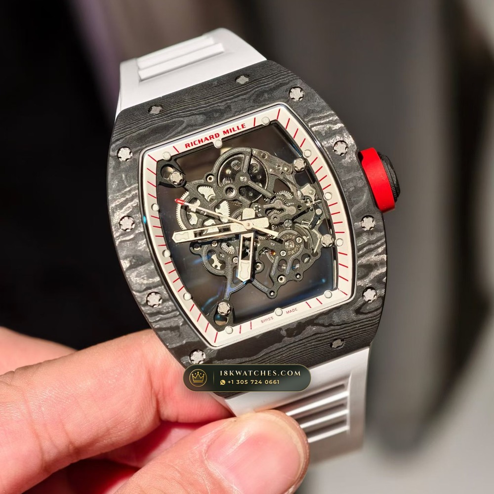 Richard Mille RM 055 Bubba Watson Manual Winding Japan Limited Edition 5-Axis CNC Case — Studio Gallery Plate II in Carbon TPT & Grade 5 Titanium (66.8g Verified Mass, Richard Mille Cal. RMUL2 Grade 5 Titanium Skeleton)