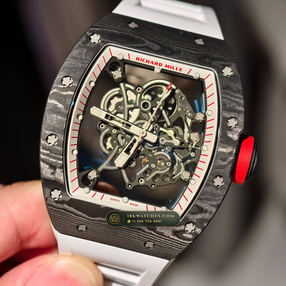 Richard Mille RM 055 Bubba Watson Manual Winding Japan Limited Edition 5-Axis CNC Case — Studio Gallery Plate III in Carbon TPT & Grade 5 Titanium (66.8g Verified Mass, Richard Mille Cal. RMUL2 Grade 5 Titanium Skeleton)