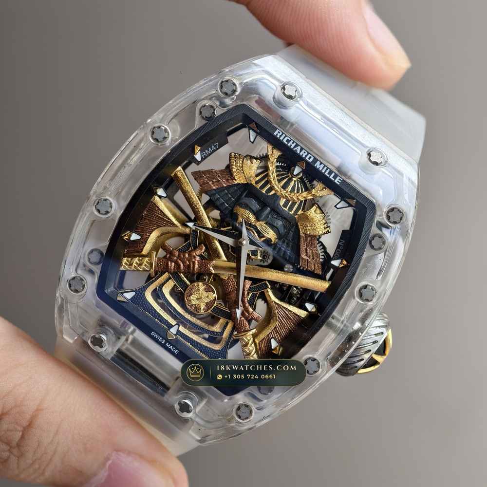 Richard Mille RM Tourbillon Haute Horlogerie Samurai Limited Edition Ref. RM 47 — Studio Gallery Plate III in Crystalline Sapphire & Grade 5 Titanium (78.2g Verified Mass, Richard Mille Hand-Wound Tourbillon Calibre)