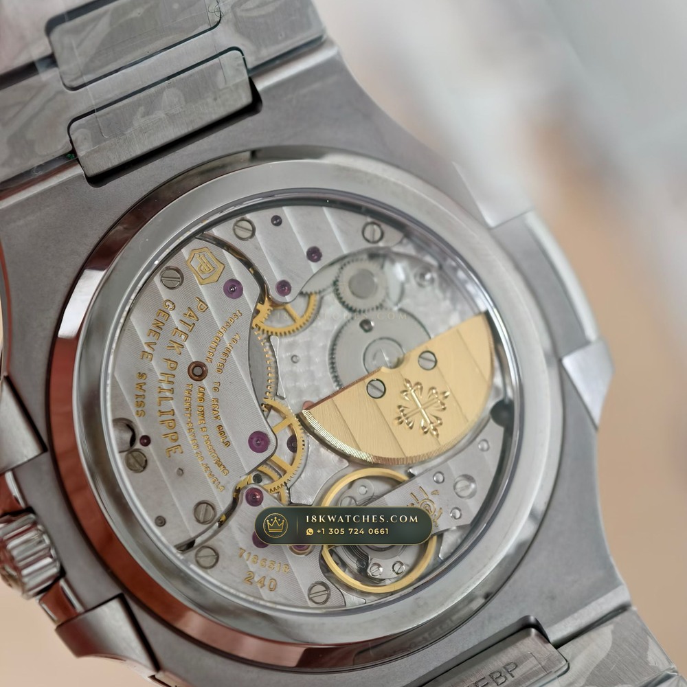 Patek Philippe Nautilus Moonphase & Power Reserve Tiffany Blue Dial Ref. 5712A — Studio Gallery Plate VI in 904L Stainless Steel Custom Architecture (116.1g Verified Mass, Patek Philippe Cal. 240 PS IRM C LU - 22K Gold Micro-Rotor)