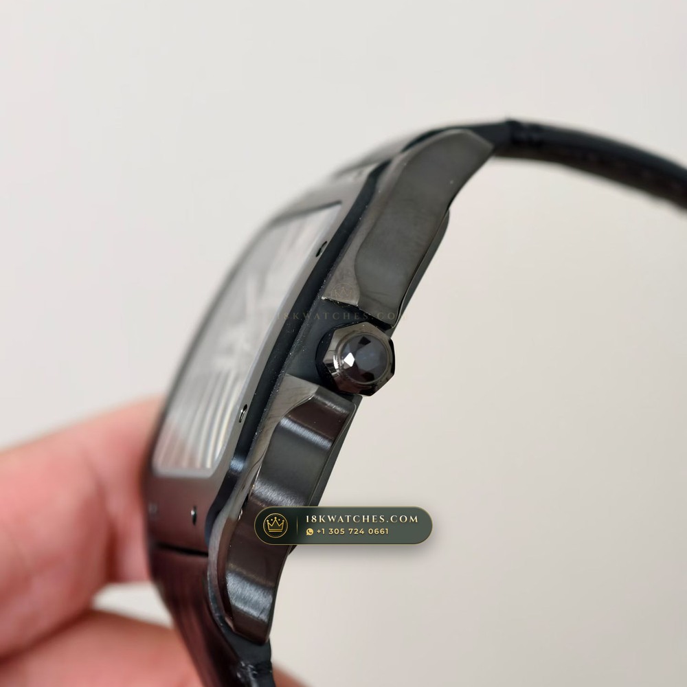 Cartier Santos de Cartier Large Skeleton Openworked Steel Ref. W2020052 — Studio Gallery Plate VI in Forged Carbon TPT & Titanium (115.3g Verified Mass, Cartier Manufacture Cal. 1847 MC / Skeleton Cal. 9611 MC)