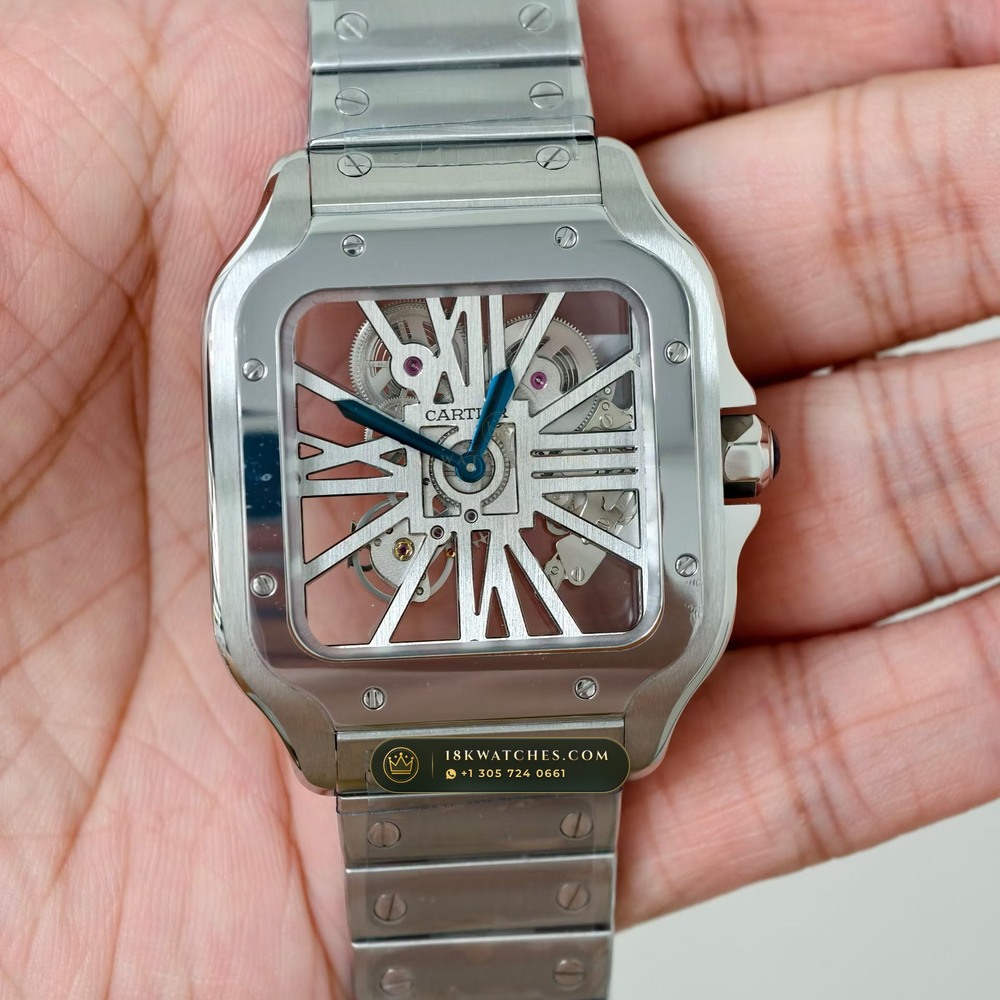 Cartier Santos de Cartier Skeleton Openworked Roman Bridges Ref. WHSA0015