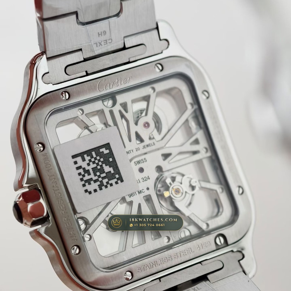 Cartier Santos de Cartier Skeleton Openworked Roman Bridges Ref. WHSA0015 — Studio Gallery Plate V in 904L Stainless Steel Custom Architecture (115.3g Verified Mass, Cartier Manufacture Cal. 1847 MC / Skeleton Cal. 9611 MC)