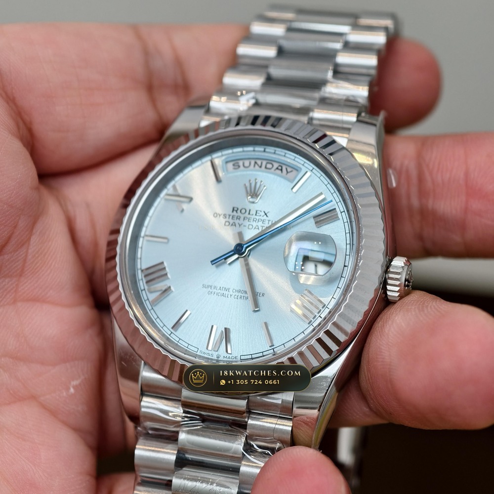 Rolex Day-Date 40 950 Platinum Geneva Atelier Spec Ref. 228236 — Studio Gallery Plate IV in 950 Platinum Pt950 (280.1g Verified Mass, Rolex Manufacture Cal. 3255 - 70h Power Reserve)