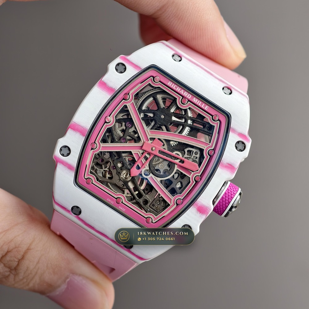 Richard Mille RM 67-02 Automatic Extra-Flat Pink Quartz TPT — Studio Gallery Plate II in Carbon TPT & Grade 5 Titanium (33.3g Verified Mass, Richard Mille Cal. CRMA7 Skeletonized Titanium)