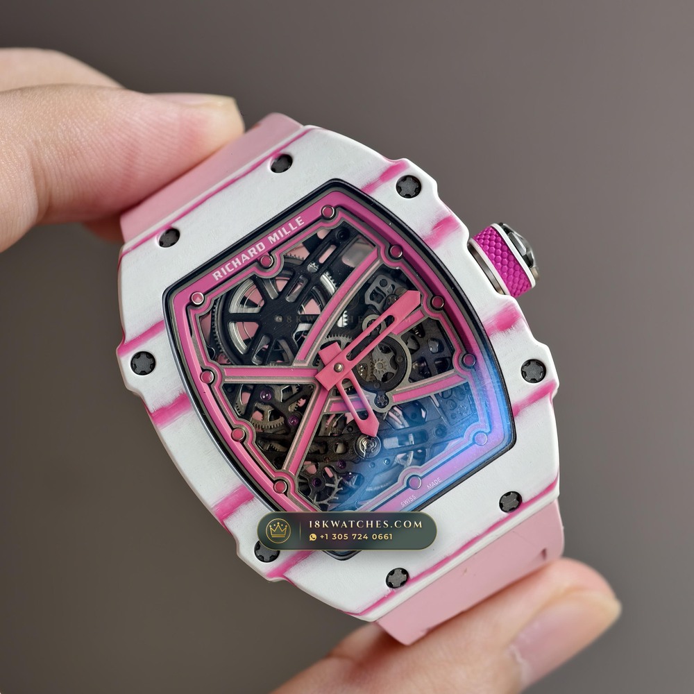 Richard Mille RM 67-02 Automatic Extra-Flat Pink Quartz TPT — Studio Gallery Plate III in Carbon TPT & Grade 5 Titanium (33.3g Verified Mass, Richard Mille Cal. CRMA7 Skeletonized Titanium)