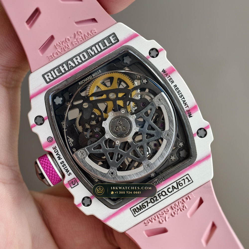 Richard Mille RM 67-02 Automatic Extra-Flat Pink Quartz TPT — Studio Gallery Plate VII in Carbon TPT & Grade 5 Titanium (33.3g Verified Mass, Richard Mille Cal. CRMA7 Skeletonized Titanium)