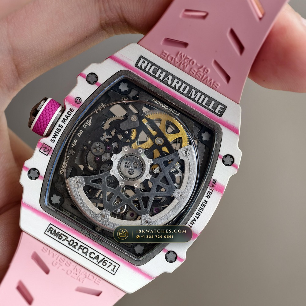 Richard Mille RM 67-02 Automatic Extra-Flat Pink Quartz TPT — Studio Gallery Plate VIII in Carbon TPT & Grade 5 Titanium (33.3g Verified Mass, Richard Mille Cal. CRMA7 Skeletonized Titanium)