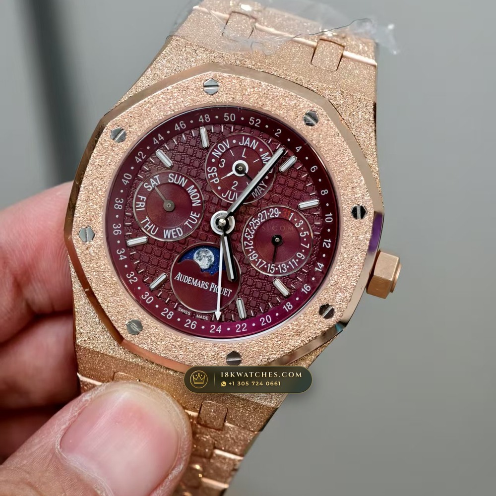 Audemars Piguet Royal Oak Perpetual Calendar Frosted 18K Rose Gold Ref. 26574OR.OO.1220OR.01 — Studio Gallery Plate IV in 18K Rose Gold Au750 (225.2g Verified Mass, Audemars Piguet Cal. 5134 Ultra-Thin Perpetual)