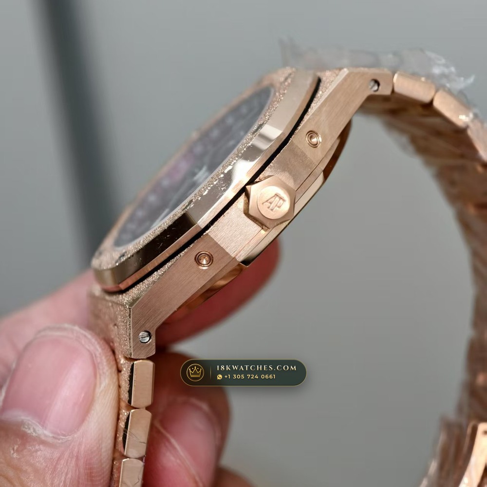 Audemars Piguet Royal Oak Perpetual Calendar Frosted 18K Rose Gold Ref. 26574OR.OO.1220OR.01 — Studio Gallery Plate V in 18K Rose Gold Au750 (225.2g Verified Mass, Audemars Piguet Cal. 5134 Ultra-Thin Perpetual)