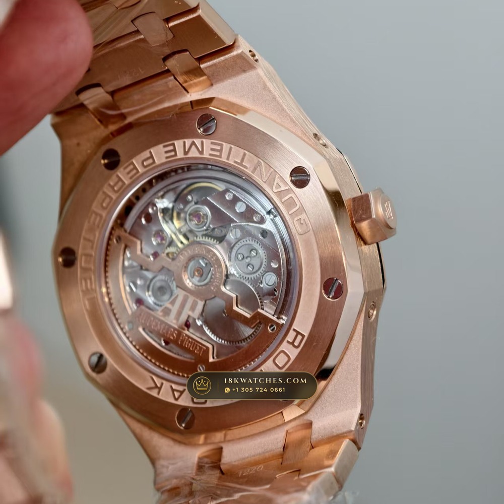 Audemars Piguet Royal Oak Perpetual Calendar Frosted 18K Rose Gold Ref. 26574OR.OO.1220OR.01 — Studio Gallery Plate VII in 18K Rose Gold Au750 (225.2g Verified Mass, Audemars Piguet Cal. 5134 Ultra-Thin Perpetual)