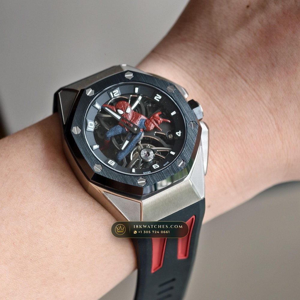 Audemars Piguet Royal Oak Concept Spider-Man Flying Tourbillon Openworked Titanium Ref. 26631TI.OO.D002CA.01 — Studio Gallery Plate X in Grade 5 Titanium Monobloc (108.7g Verified Mass, Audemars Piguet Hand-Wound Cal. 2974 Tourbillon)