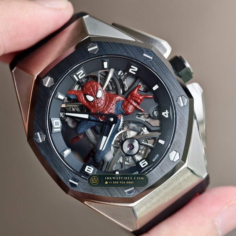 Audemars Piguet Royal Oak Concept Spider-Man Flying Tourbillon Openworked Titanium Ref. 26631TI.OO.D002CA.01 — Studio Gallery Plate II in Grade 5 Titanium Monobloc (108.7g Verified Mass, Audemars Piguet Hand-Wound Cal. 2974 Tourbillon)