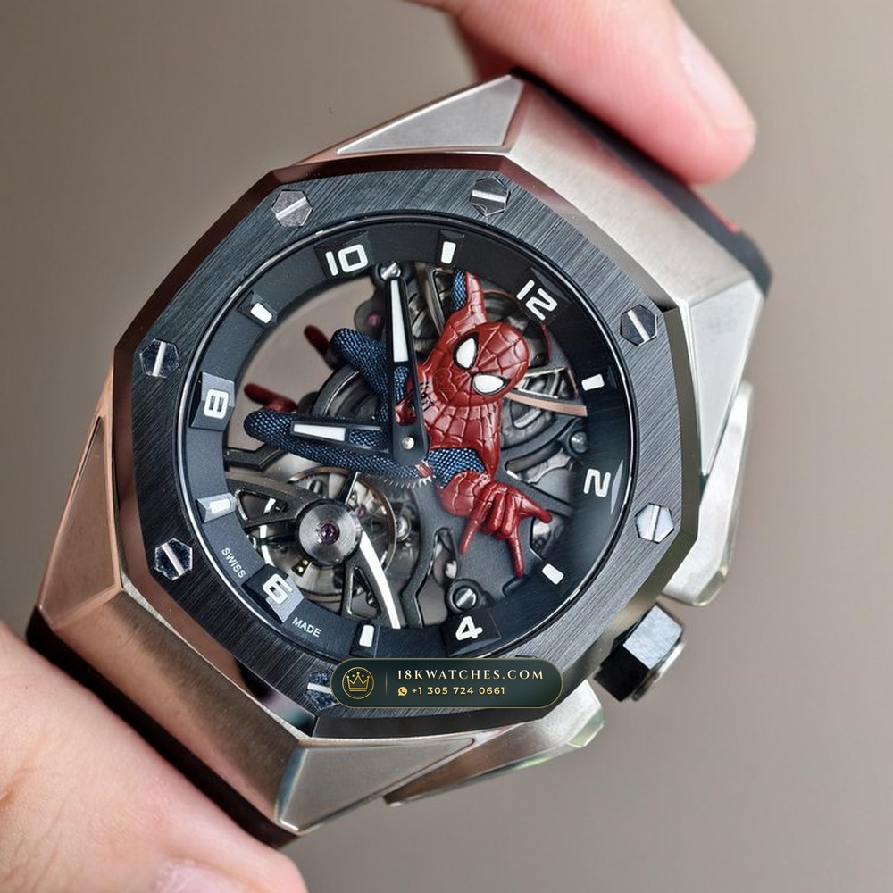 Audemars Piguet Royal Oak Concept Spider-Man Flying Tourbillon Openworked Titanium Ref. 26631TI.OO.D002CA.01 — Studio Gallery Plate III in Grade 5 Titanium Monobloc (108.7g Verified Mass, Audemars Piguet Hand-Wound Cal. 2974 Tourbillon)
