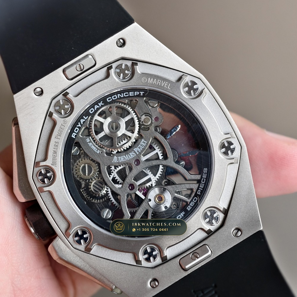 Audemars Piguet Royal Oak Concept Spider-Man Flying Tourbillon Openworked Titanium Ref. 26631TI.OO.D002CA.01 — Studio Gallery Plate VII in Grade 5 Titanium Monobloc (108.7g Verified Mass, Audemars Piguet Hand-Wound Cal. 2974 Tourbillon)
