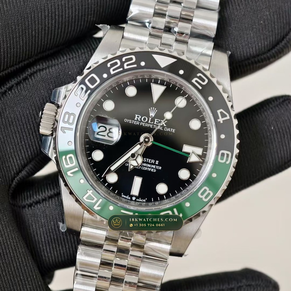 Rolex GMT-Master II Sprite Left-Handed Green & Black Ref. 126720VTNR — Studio Gallery Plate III in 904L Stainless Steel Custom Architecture (143.9g Verified Mass, Rolex Manufacture Cal. 3285 - 70h Power Reserve)