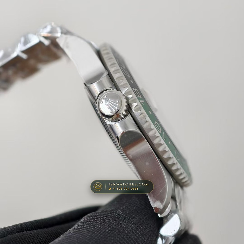 Rolex GMT-Master II Sprite Left-Handed Green & Black Ref. 126720VTNR — Studio Gallery Plate IV in 904L Stainless Steel Custom Architecture (143.9g Verified Mass, Rolex Manufacture Cal. 3285 - 70h Power Reserve)