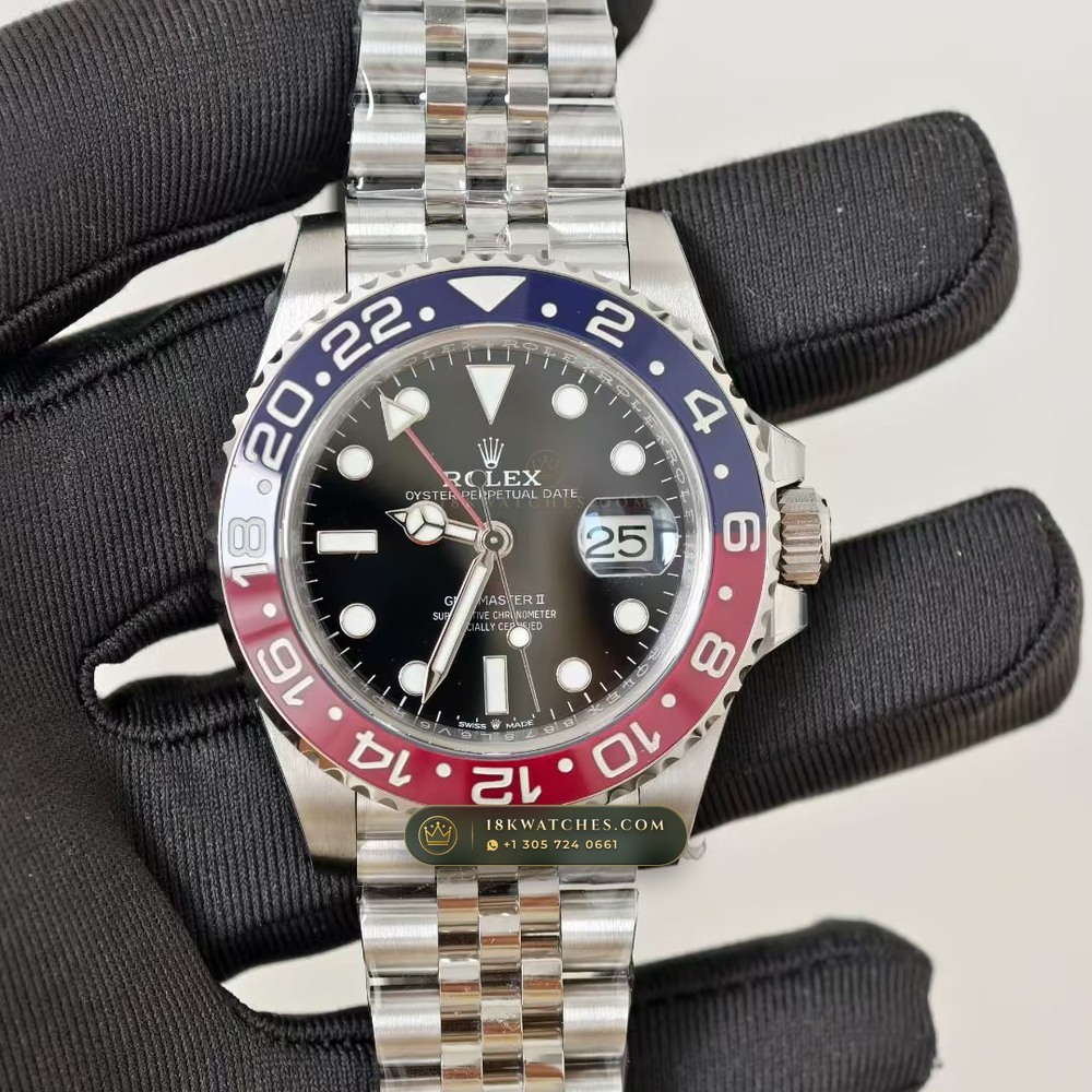 Rolex GMT-Master II Pepsi Red & Blue Cerachrom Deep Crystal Optics Ref. 126710BLRO