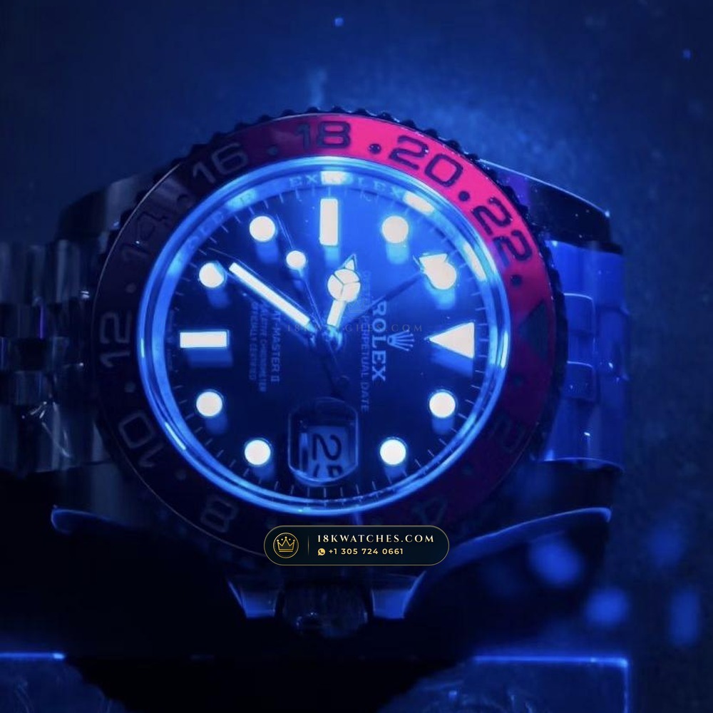Rolex GMT-Master II Pepsi Red & Blue Cerachrom Deep Crystal Optics Ref. 126710BLRO — Studio Gallery Plate IX in 904L Stainless Steel Custom Architecture (143.3g Verified Mass, Rolex Manufacture Cal. 3285 - 70h Power Reserve)