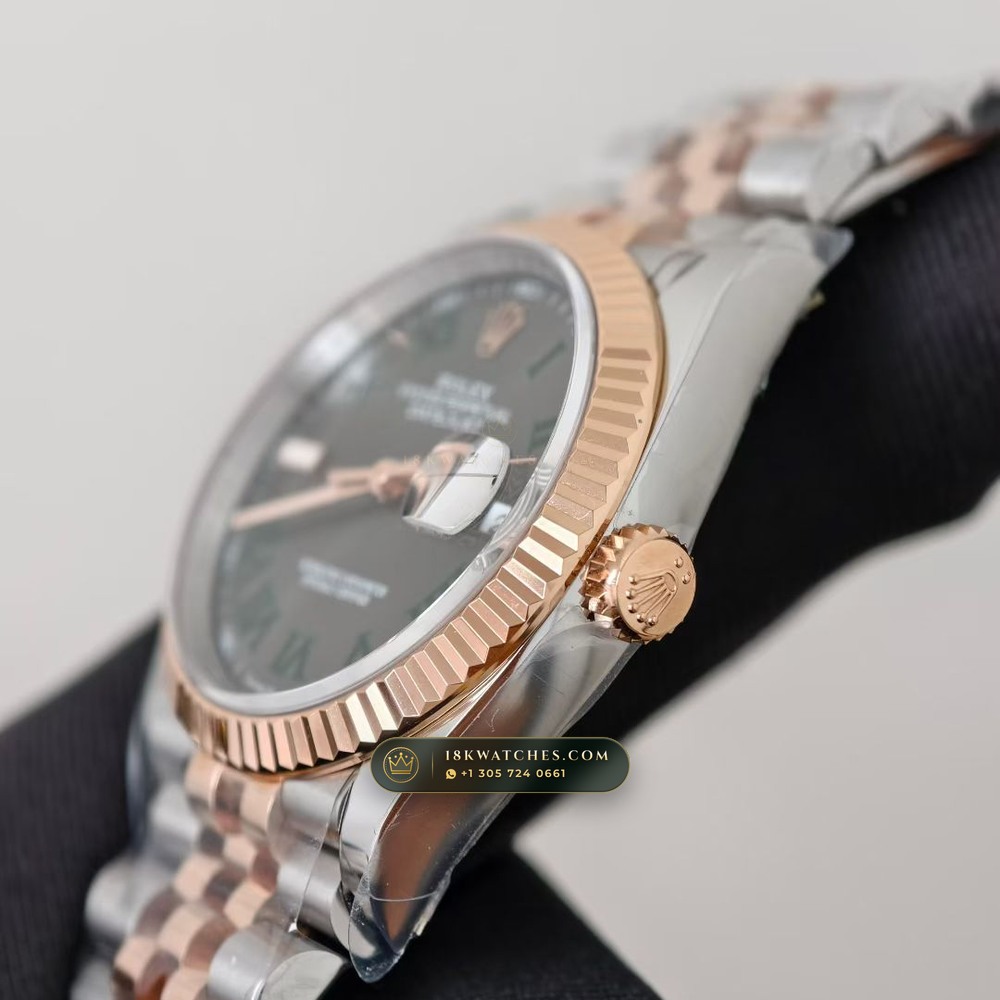 Rolex Datejust 36 Wimbledon Slate Roman Dial Ref. 126231 — Studio Gallery Plate IV in 18K Gold & 904L Oystersteel Rolesor (130.1g Verified Mass, Rolex Manufacture Cal. 3235 - 70h Power Reserve)
