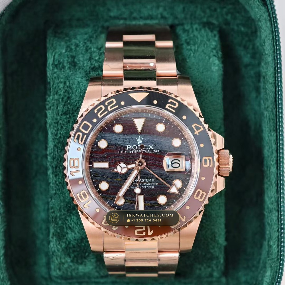 Rolex GMT-Master II 18K Everose Gold Deep Crystal Optics Ref. 126715CHNR
